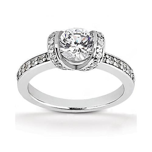Anello Di Fidanzamento Con Genuino Diamante Da Donna Da 1,40 Ct In Oro Bianco 14K