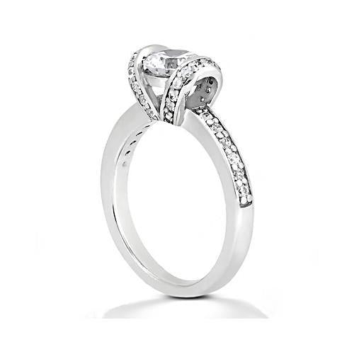 Anello Di Fidanzamento Con Genuino Diamante Da Donna Da 1,40 Ct In Oro Bianco 14K