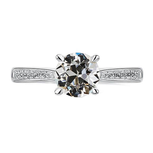 Anello Di Fidanzamento Con Vero Diamante Tondo Vecchio Minatore Gioielli Da Donna 3,50 Carati