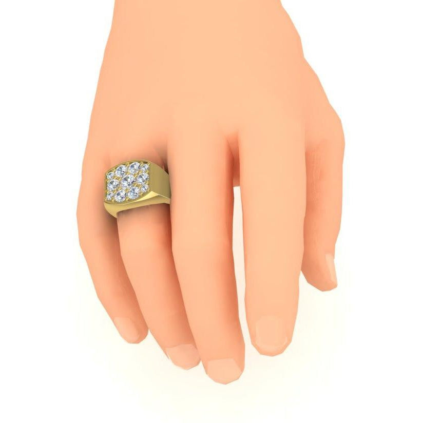 Anello Di Fidanzamento Da Uomo Con Naturale Diamanti Rotondi Da 2.80 Carati In Oro Bicolore 14K