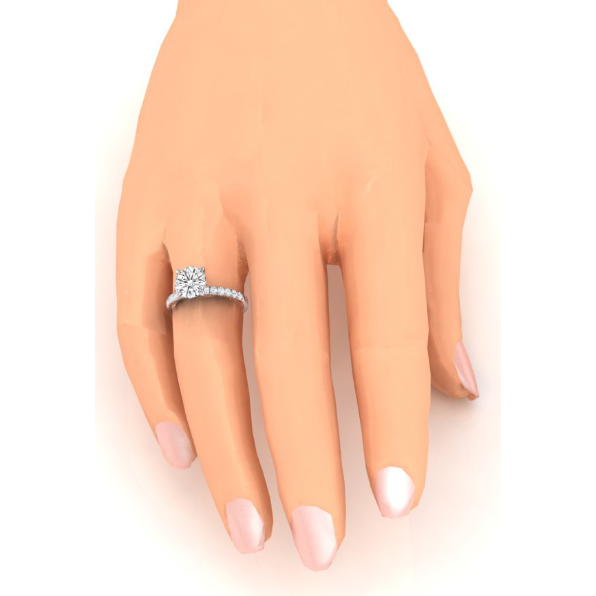 Anello_Di_Fidanzamento_Diamante_2.50 Carati_Naturale_Diamanti_Rotondi_Oro Bianco_14K