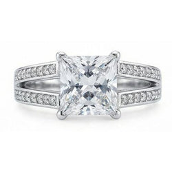 Anello Fantasia Anniversario Diamante 3,51 Carati Principessa Diamante Oro Bianco