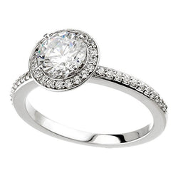 Anello Halo Con Genuino Diamanti Da 1.50 Carati In Oro Bianco 14K