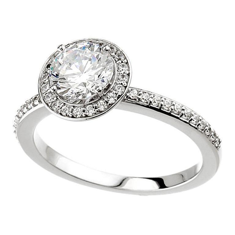 Anello Halo Con Genuino Diamanti Da 1.50 Carati In Oro Bianco 14K