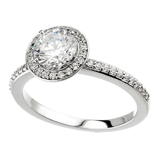Anello Halo Con Genuino Diamanti Da 1.50 Carati In Oro Bianco 14K