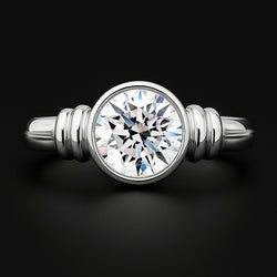 Anello Solitario Con Castone Con Genuino Diamanti A 3 Carati, Montatura In Oro Bianco 14K
