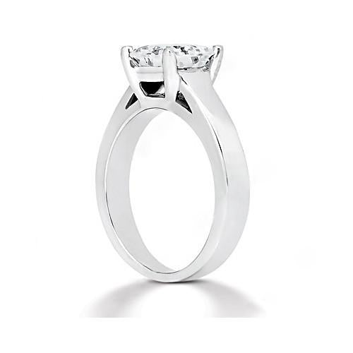 Anello Solitario Con Naturale Diamante Taglio Principessa 1.50 Ct. Gioielli In Oro Bianco 14K