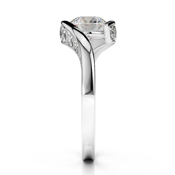 Anello Solitario Nuziale Con 2,75 Carati Di Naturale Diamanti Tondi Scintillanti In Oro Bianco 14K