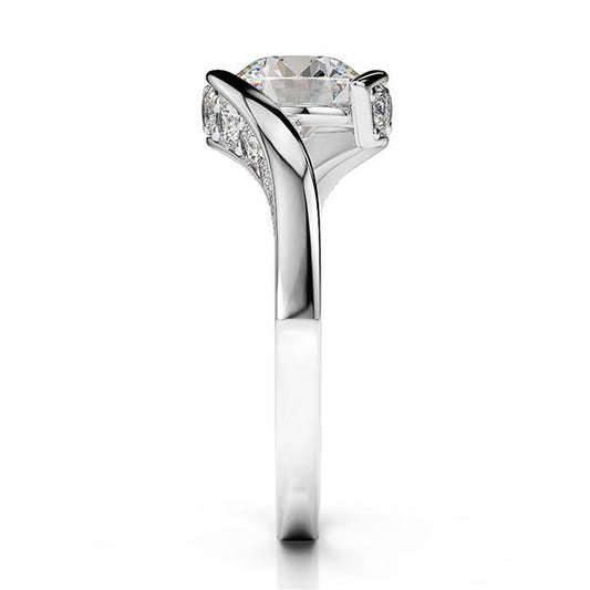 Anello Solitario Nuziale Con 2,75 Carati Di Naturale Diamanti Tondi Scintillanti In Oro Bianco 14K