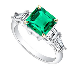 Anello con Diamante Estratto Dalla Terra Smeraldo Verde Naturale Taglio Asscher Per Donna