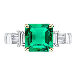 Anello con Diamante Estratto Dalla Terra Smeraldo Verde Naturale Taglio Asscher Per Donna