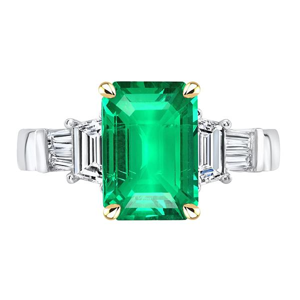 Anello con Grande Pietra Preziosa Verde Smeraldo Diamanti Estratti Dalla Terra Naturale Gioielli da Donna