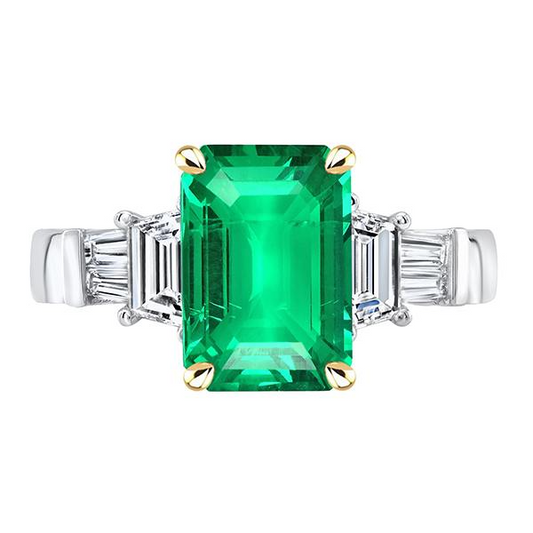 Anello con Grande Pietra Preziosa Verde Smeraldo Diamanti Estratti Dalla Terra Naturale Gioielli da Donna