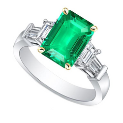 Anello con Grande Pietra Preziosa Verde Smeraldo Diamanti Estratti Dalla Terra Naturale Gioielli da Donna