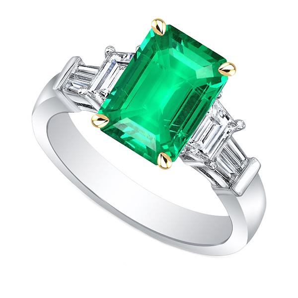 Anello con Grande Pietra Preziosa Verde Smeraldo Diamanti Estratti Dalla Terra Naturale Gioielli da Donna