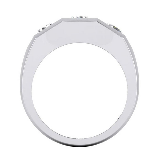 Anello da Uomo Con Tre Pietre Diamanti Rotondi Coltivati Laboratorio Oro 14K