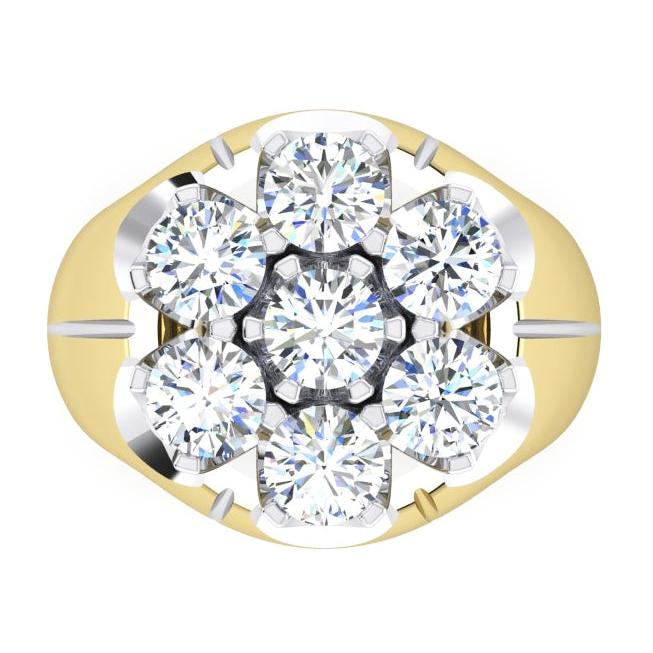 Anello da Uomo Diamanti A Grappolo Gioielli Bicolore Coltivati In Laboratorio Per Uomo