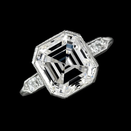 Anello nuziale con diamante autentico Big Asscher da 8,25 carati