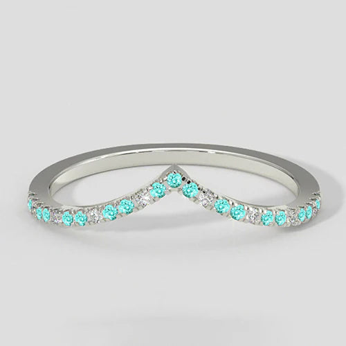 Anello a fascia impilabile a forma di V Paraiba