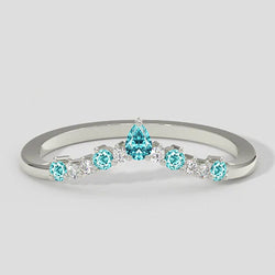 Anello a forcella con tormalina Paraiba e diamanti