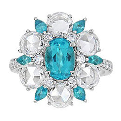 Anello a forma di fiore con tormalina Paraiba