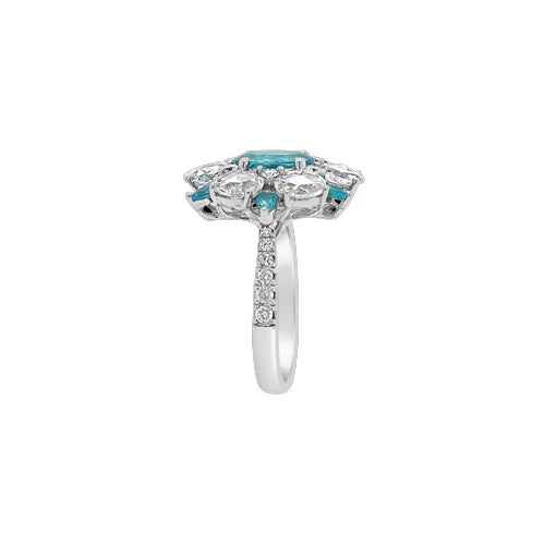 Anello a forma di fiore con tormalina Paraiba