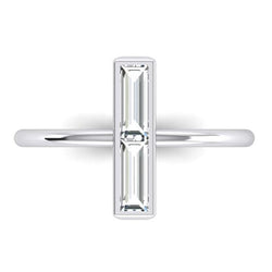 Anello con 2 pietre, diamanti naturali da 2 carati, taglio baguette