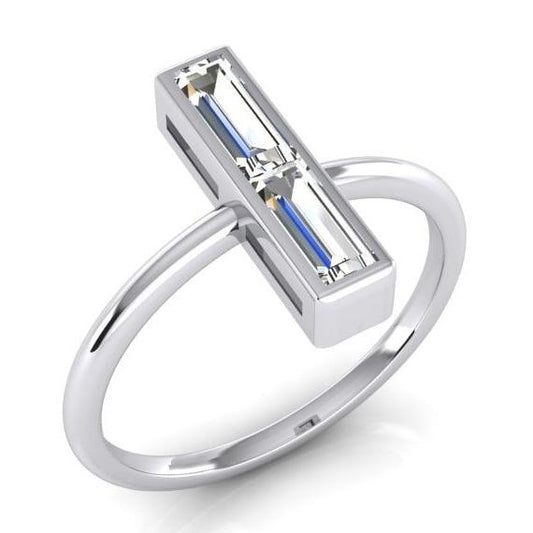 Anello con 2 pietre, diamanti naturali da 2 carati, taglio baguette