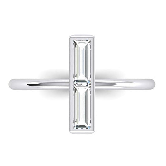 Anello con 2 pietre, diamanti naturali da 2 carati, taglio baguette