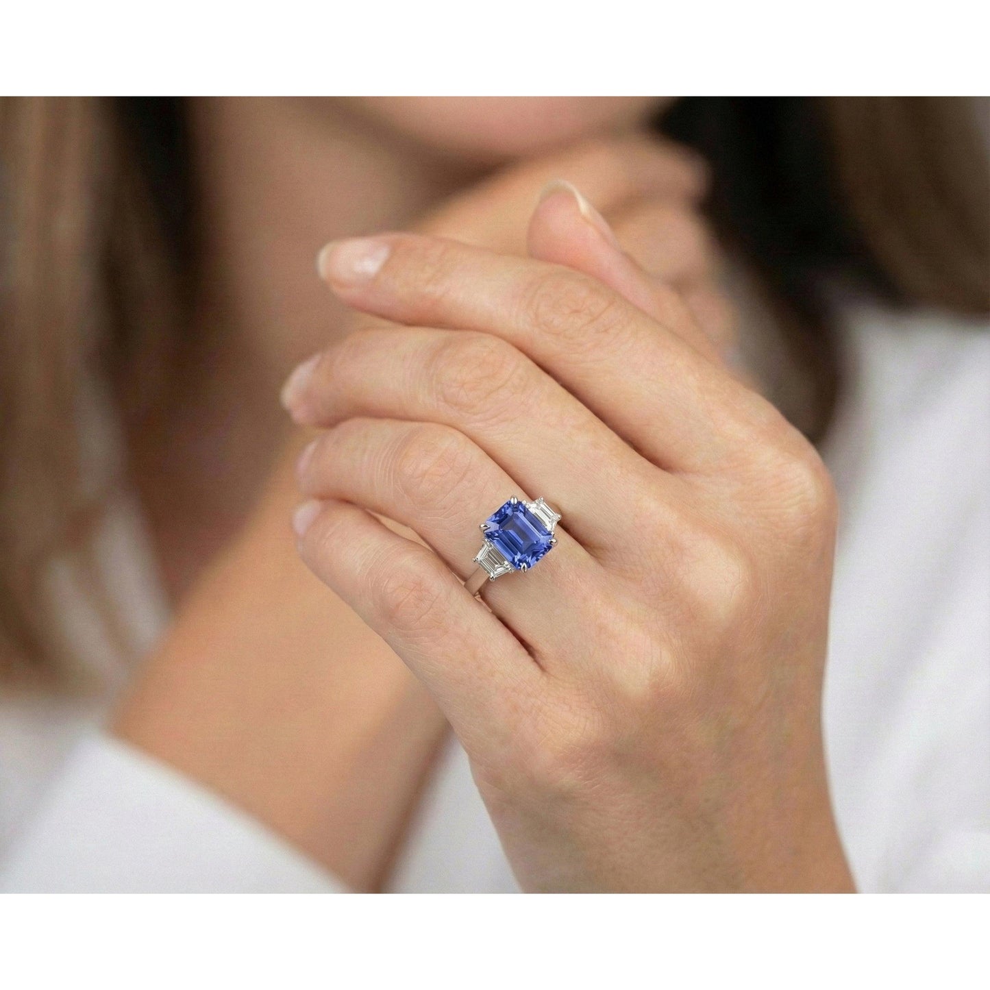 vero diamante 3.50carati anello su bianco