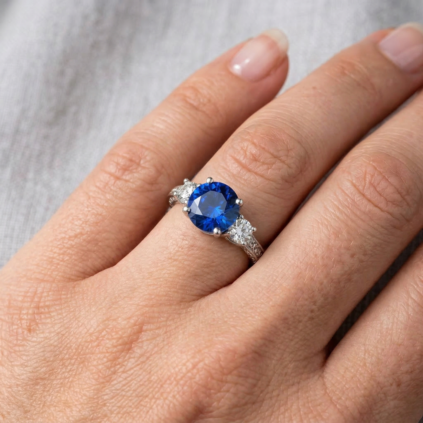 vero oval diamante 2.60carati anello su bianco