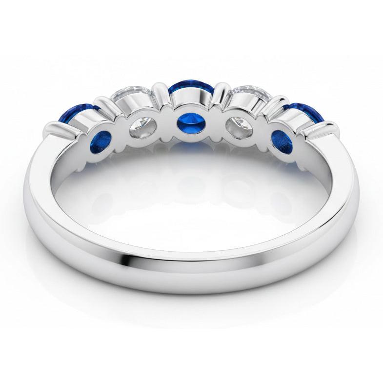 Anello con cinque pietre di zaffiro di Ceylon da 1,25 ct con diamanti in oro 14K