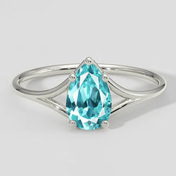 Anello con gambo diviso a pera Paraiba da 1 ct
