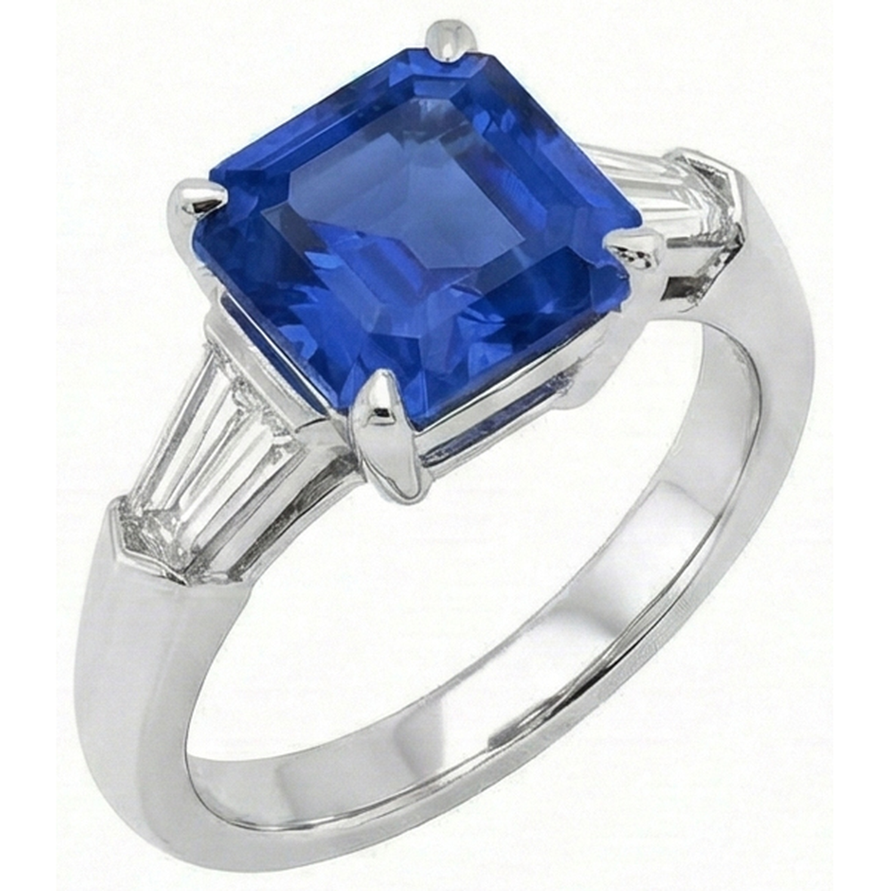 vero baguette diamante 6carati anello vista frontale