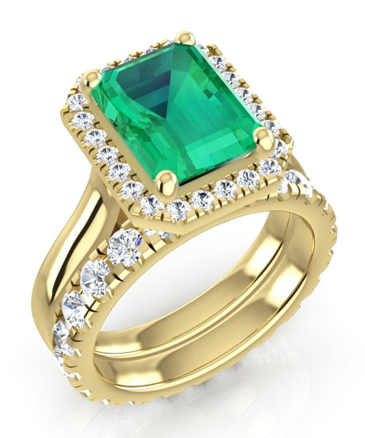 Anello con smeraldo verde Halo da 5 carati