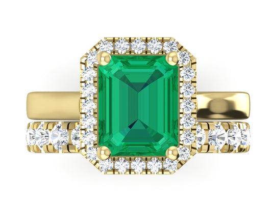 Anello con smeraldo verde Halo da 5 carati