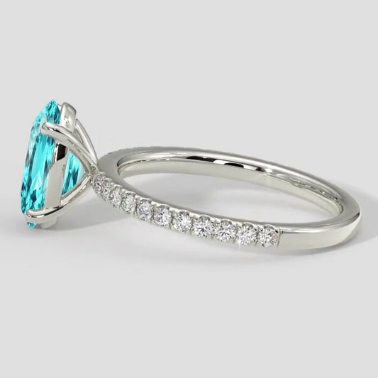 Anello con tormalina Paraiba naturale taglio ovale