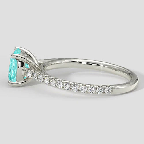 Anello con tormalina Paraiba rotonda da 2,50 ct.