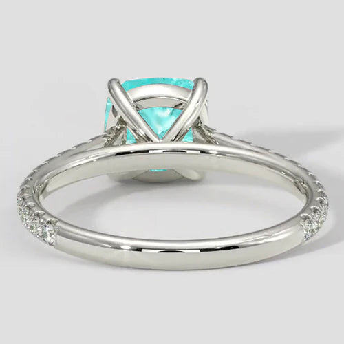 Anello con tormalina Paraiba rotonda da 2,50 ct.