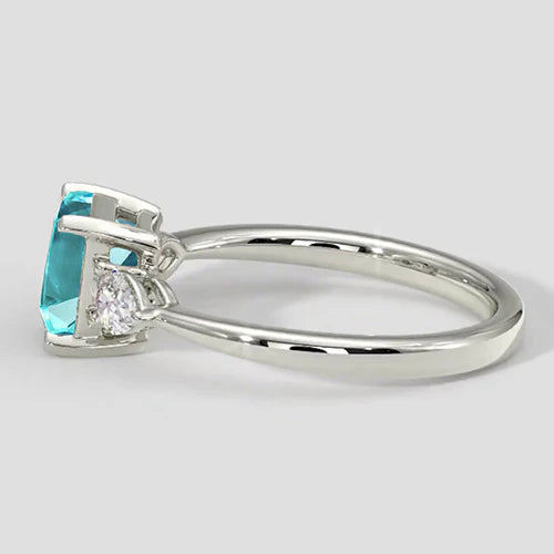 Anello con tormalina Paraiba taglio Asscher da 2,10 carati
