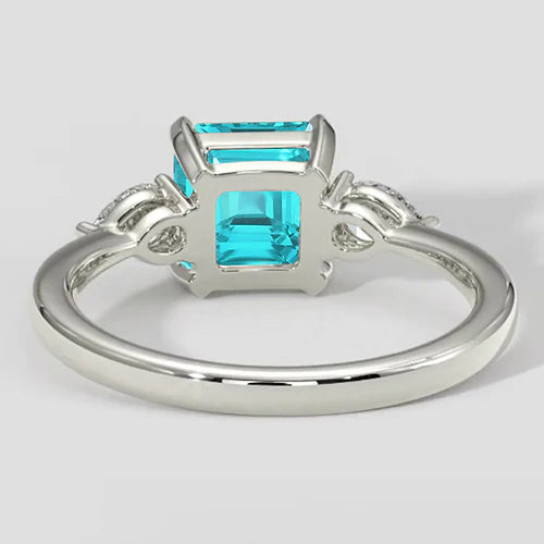 Anello con tormalina Paraiba taglio Asscher da 2,10 carati