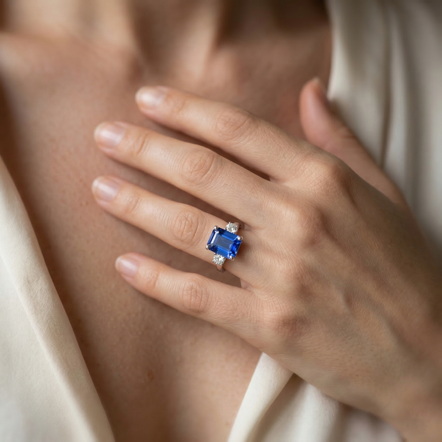 vero round diamante 3carati anello su bianco