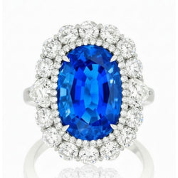 Anello con zaffiro blu dello Sri Lanka e diamante da 8,25 ct in oro bianco 14K