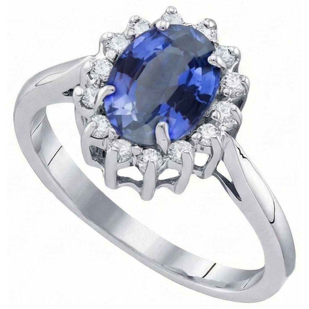 Anello con zaffiro blu di Ceylon. gioielli con diamanti da 4.70 carati