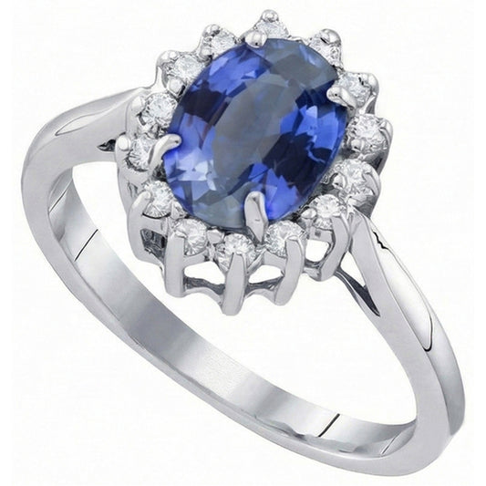 Anello con zaffiro blu di Ceylon. gioielli con diamanti da 4.70 carati
