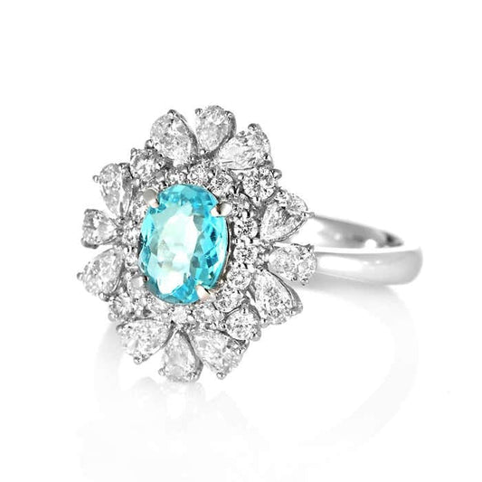 Anello da cocktail floreale Halo Paraiba