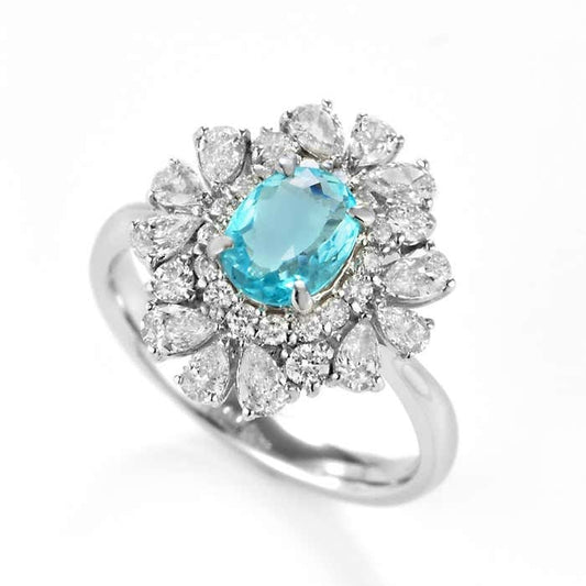 Anello da cocktail floreale Halo Paraiba