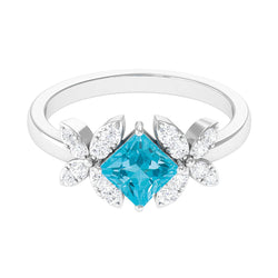 Anello da cocktail floreale moderno Paraiba