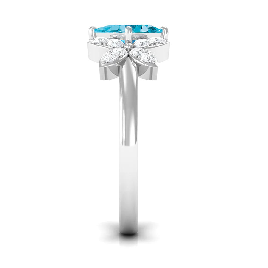 Anello da cocktail floreale moderno Paraiba