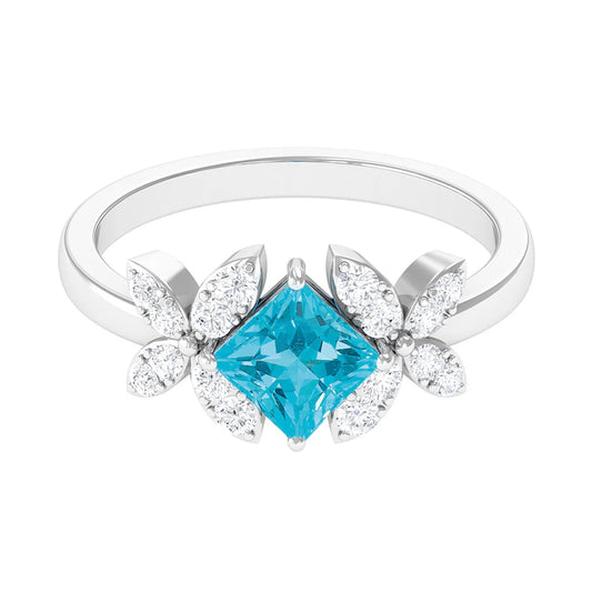 Anello da cocktail floreale moderno Paraiba